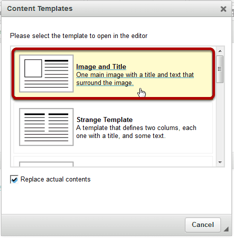 Select the content template.