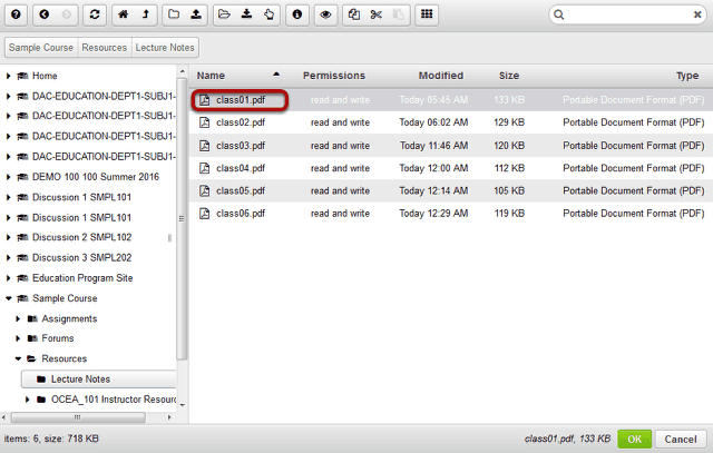 Locate and select the desired file in the file browse window.