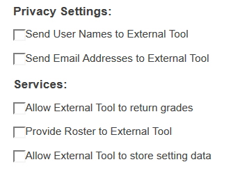Privacy settings/services