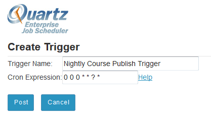 Enter a Trigger Name and Cron Expression.