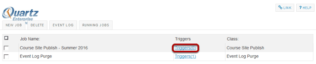 Select the Triggers link to add a trigger.