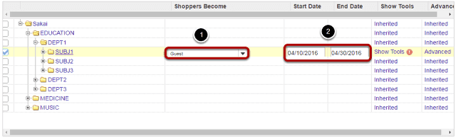 Set shopping role and duration